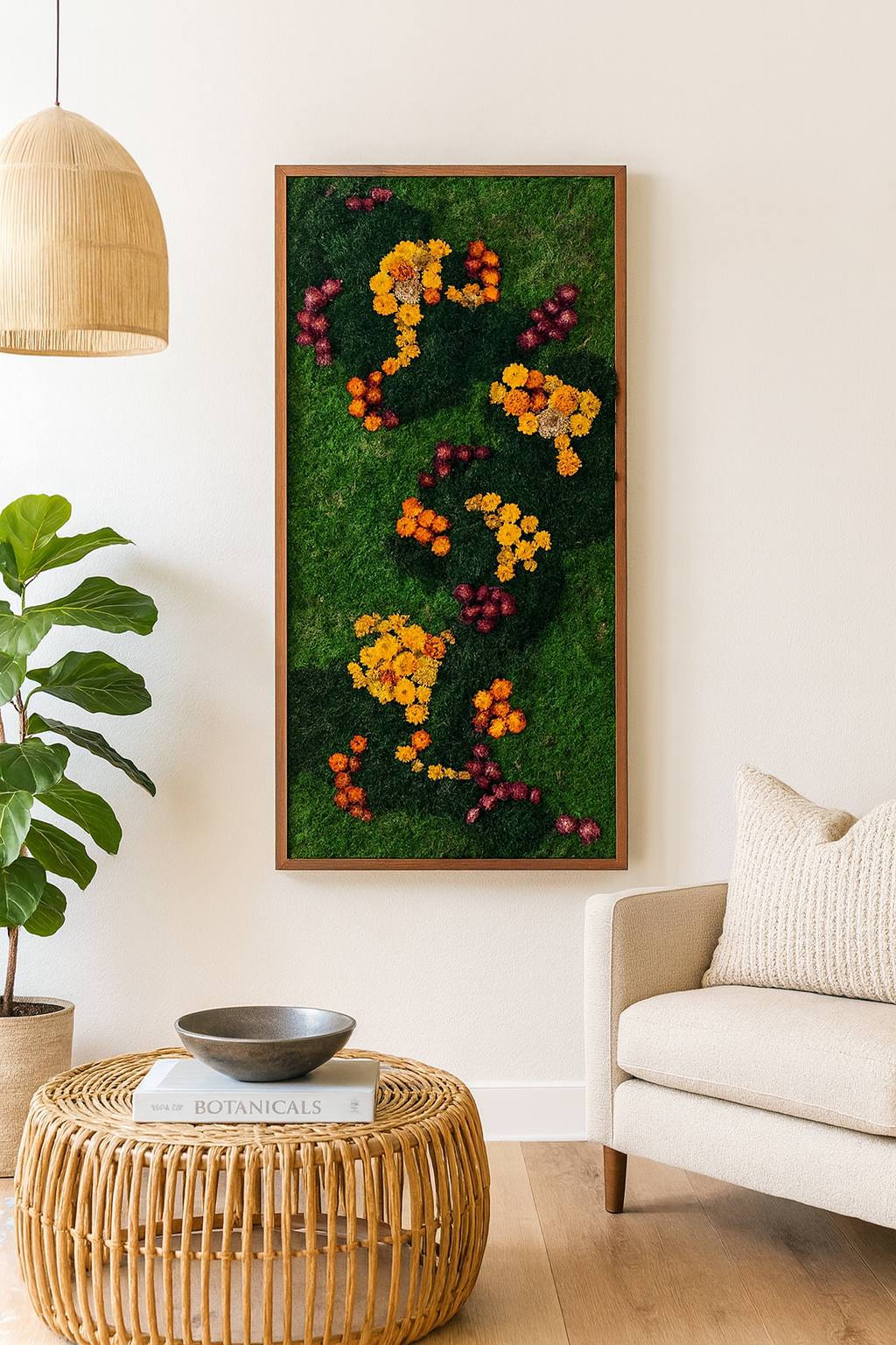 Floral Current Moss Art Frame