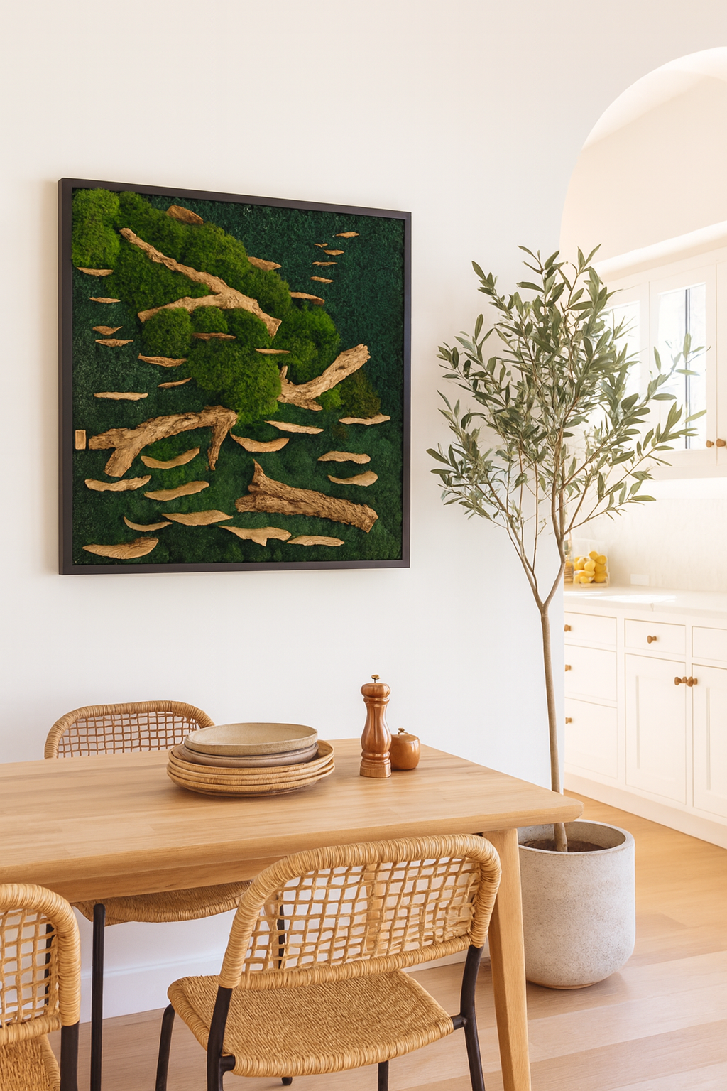 36x36" Drift & Bloom Moss Art Frame: Ready to Ship