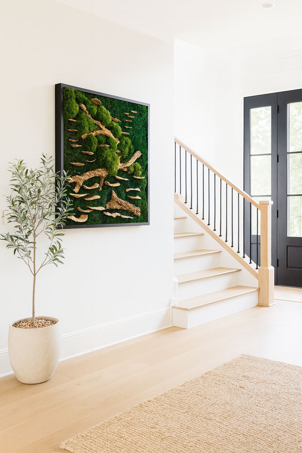 36x36" Drift & Bloom Moss Art Frame: Ready to Ship