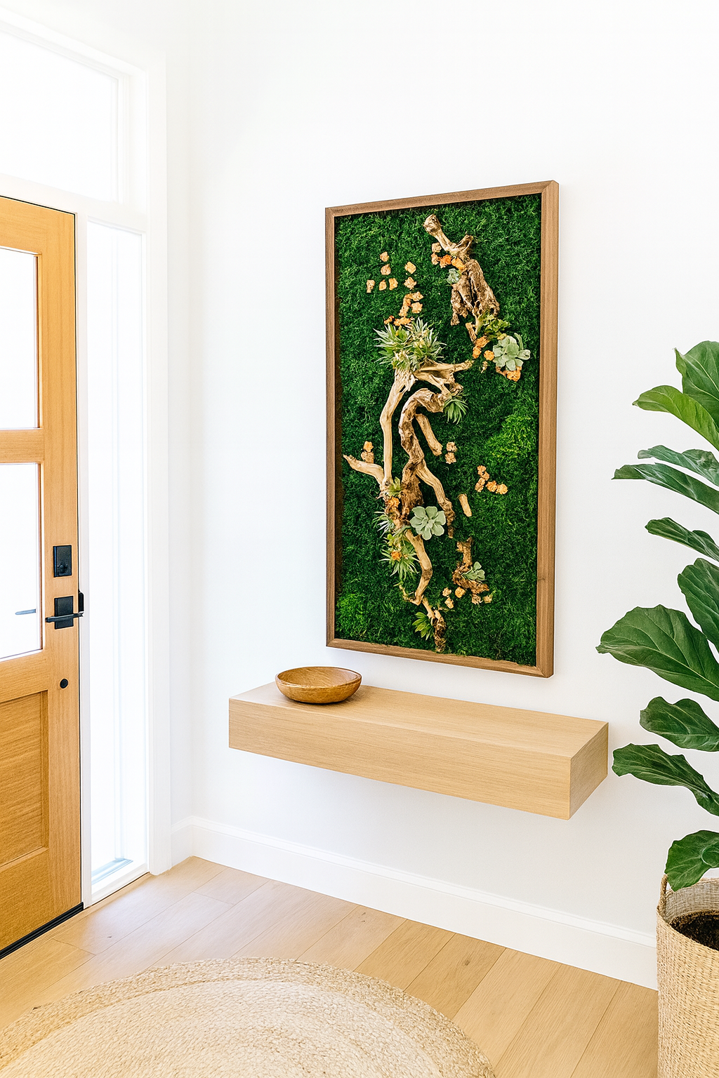 36x18" Desert Orange Succulent Moss Art Frame: Ready to Ship