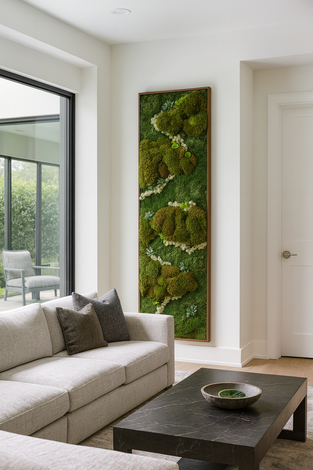 Newport Beach Succulent Accent Moss Art Frame (Once Piece)