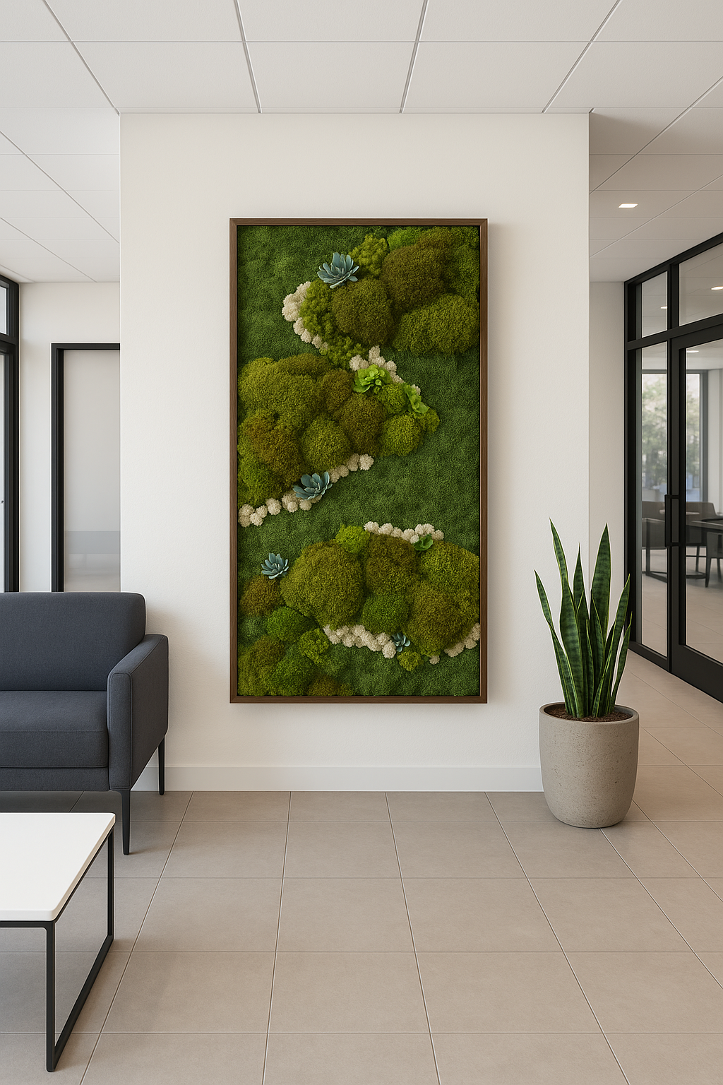 Newport Beach Succulent Accent Moss Art Frame (Once Piece)