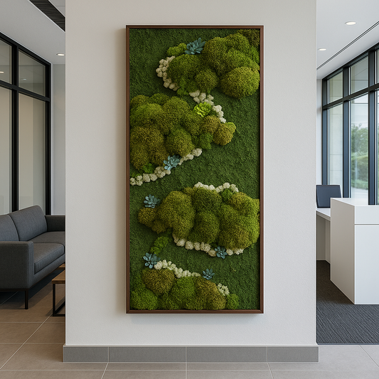 Newport Beach Succulent Accent Moss Art Frame (Once Piece)