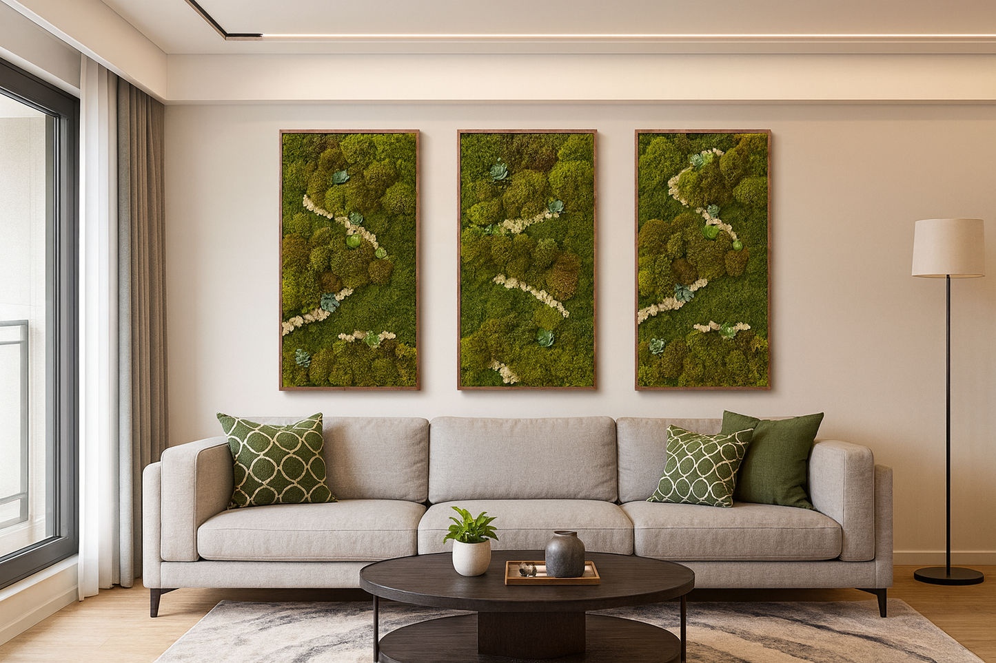 Newport Beach Succulent Accent Moss Art Frame (Once Piece)