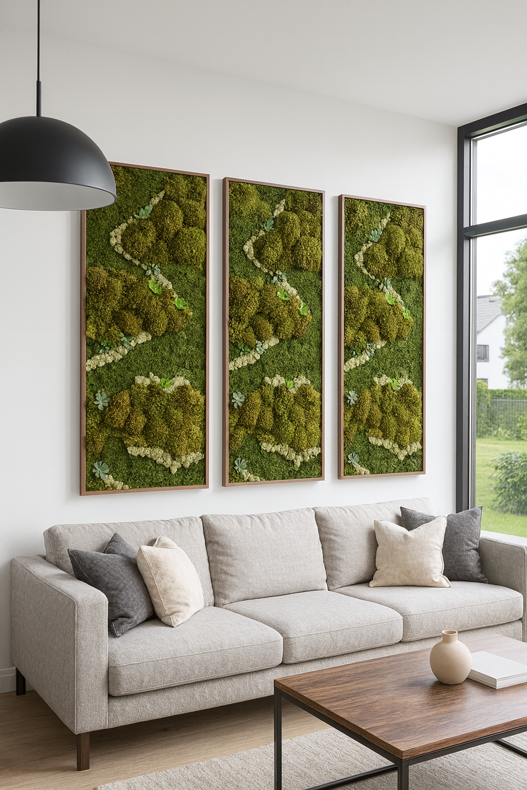 Newport Beach Succulent Accent Moss Art Frame (Once Piece)