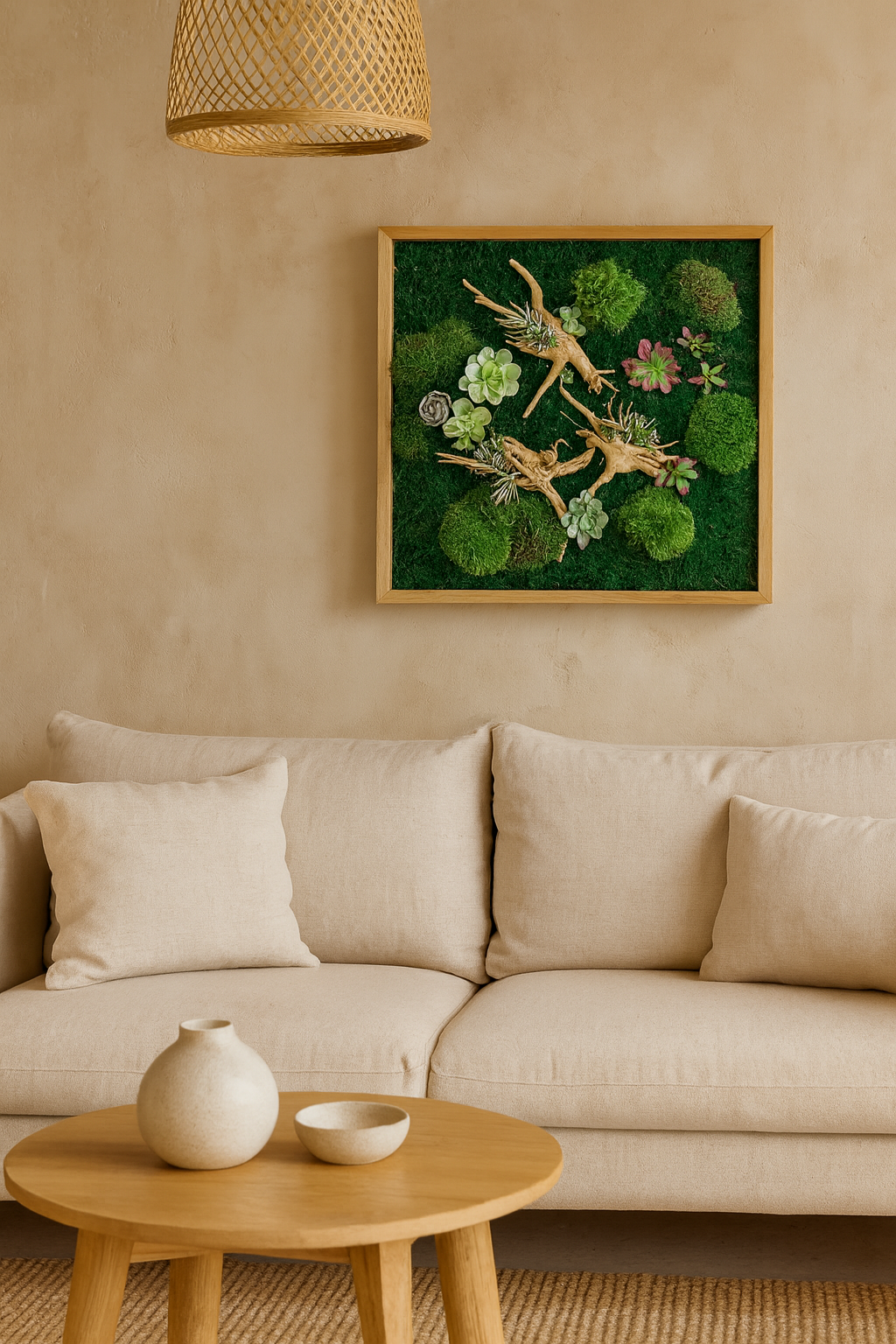 Vibrant Succulent Moss Art Frame