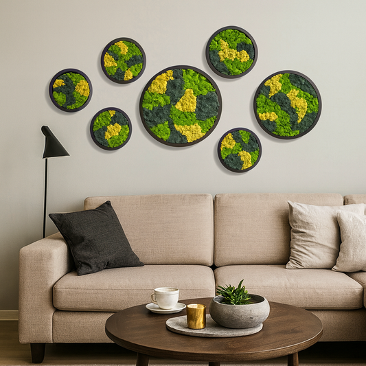 Biophilic Sphere Circle Moss Art Frame