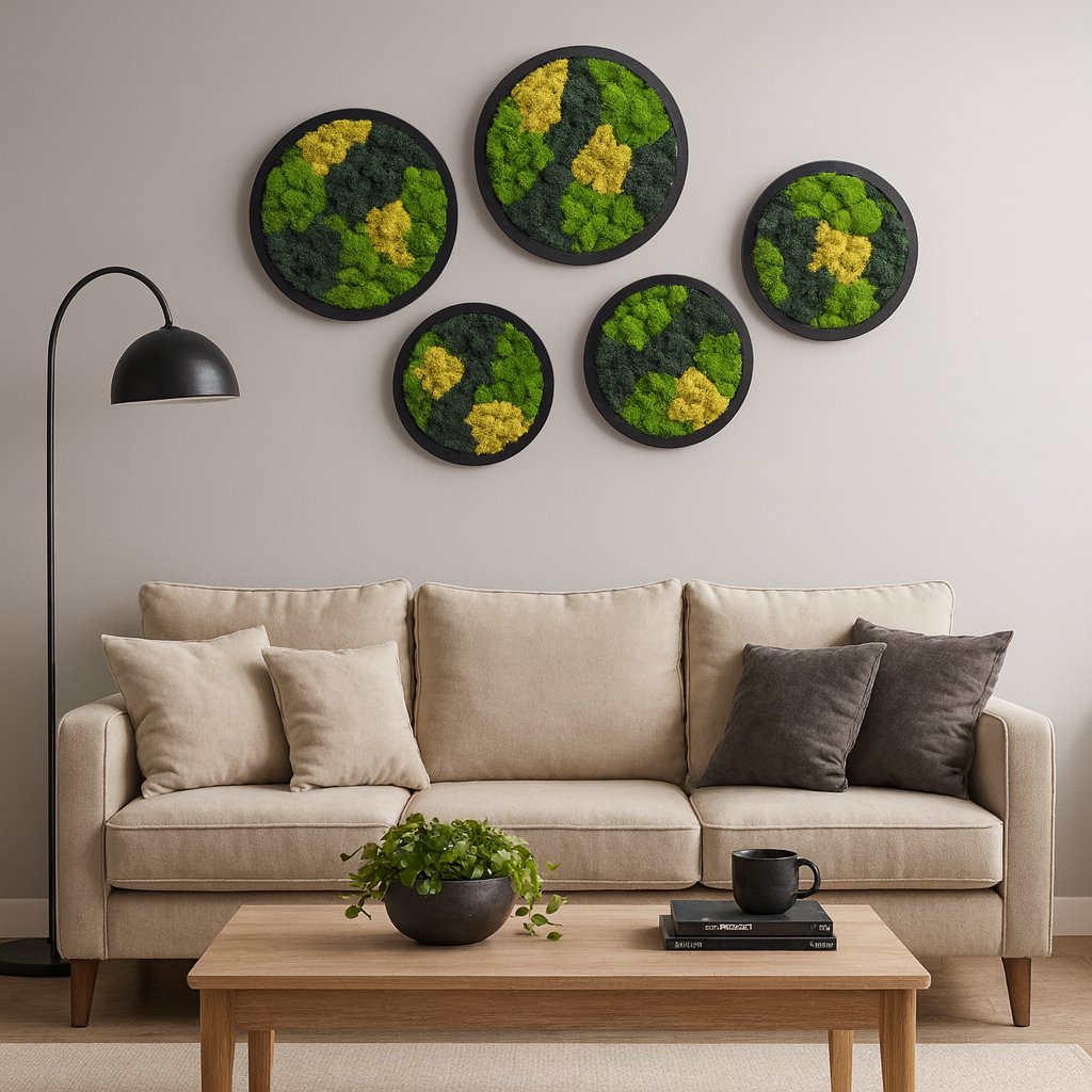 Biophilic Sphere Circle Moss Art Frame