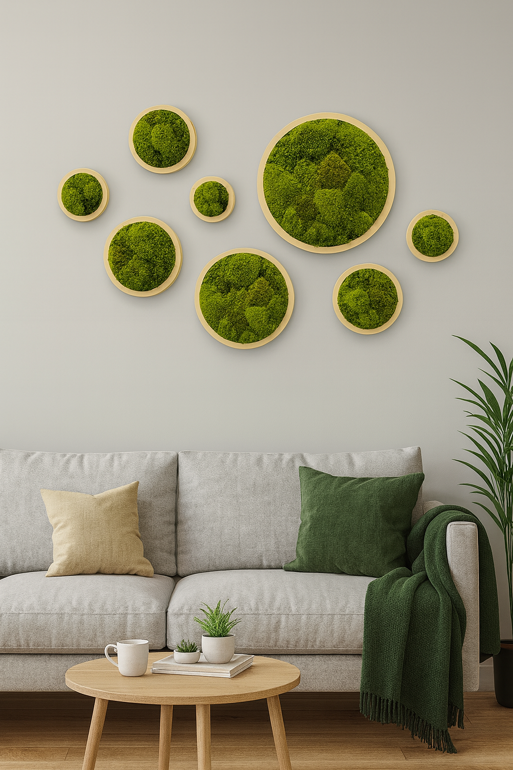 Light Mood Circle Moss Art Frame