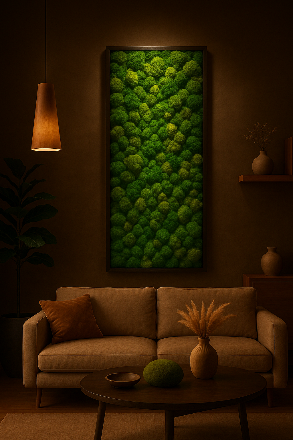 Lighting-Enhanced Moss Art Frame