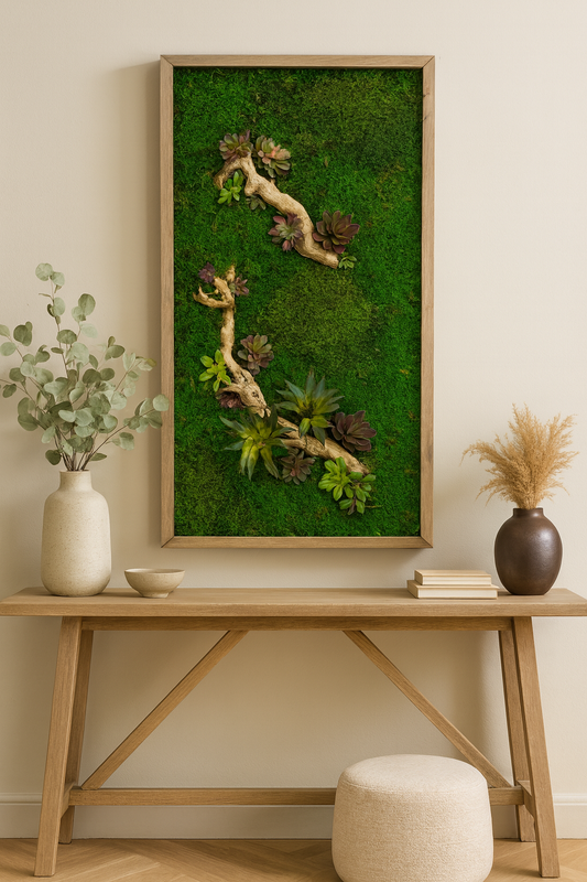 Succulent Accent Moss Art Frame