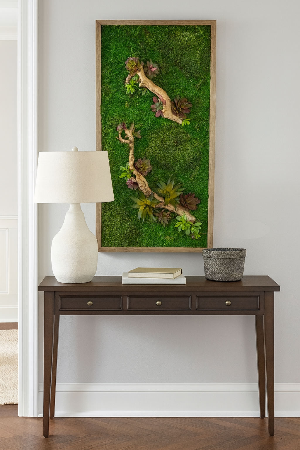 Succulent Accent Moss Art Frame