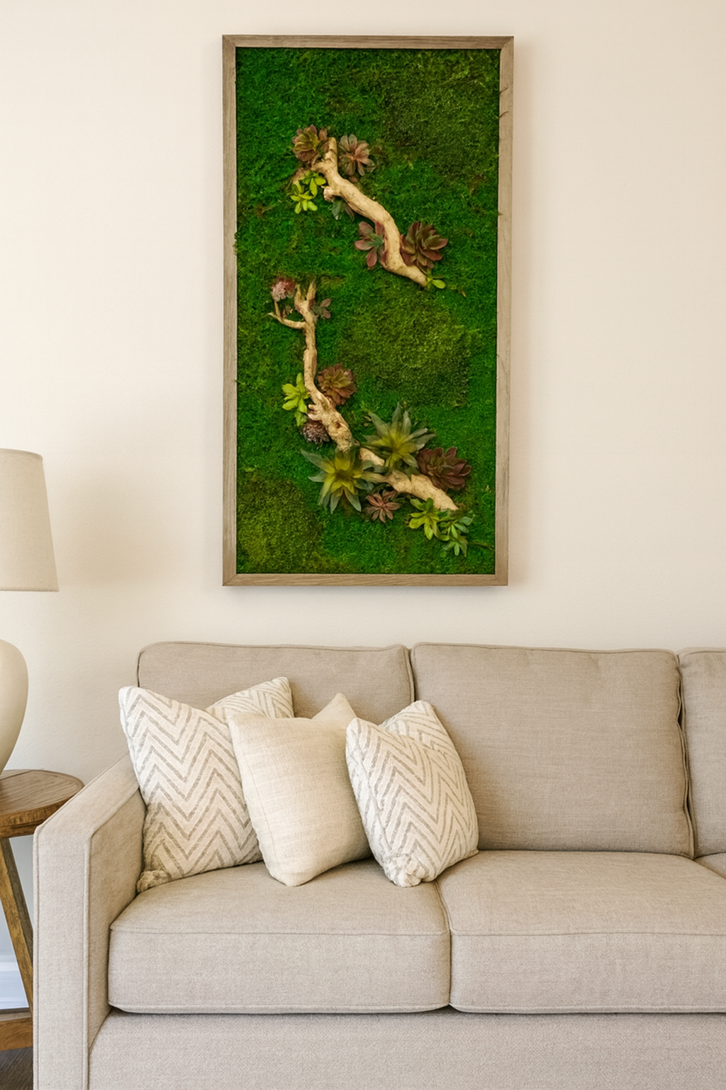 Succulent Accent Moss Art Frame