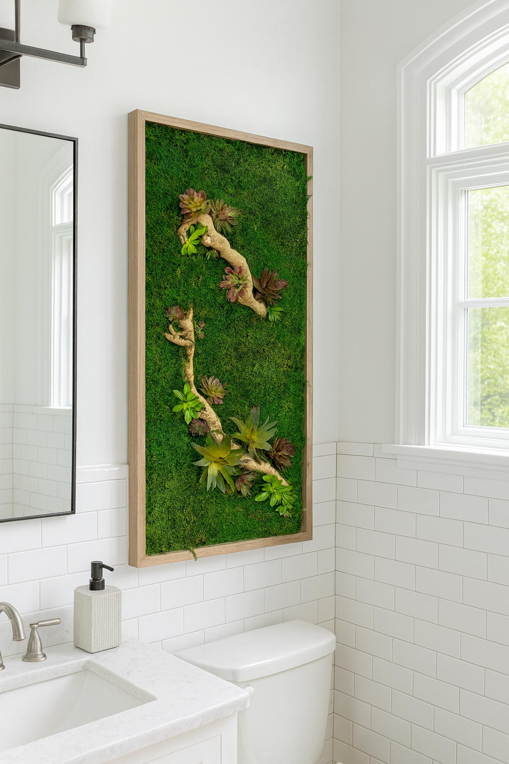 Succulent Accent Moss Art Frame