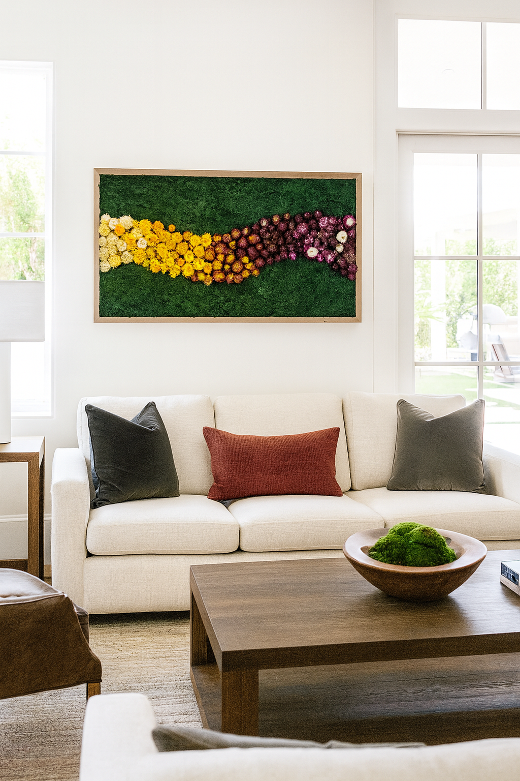 18x36" Gradient Floral Moss Art Frame (Horizonta): Ready to Ship
