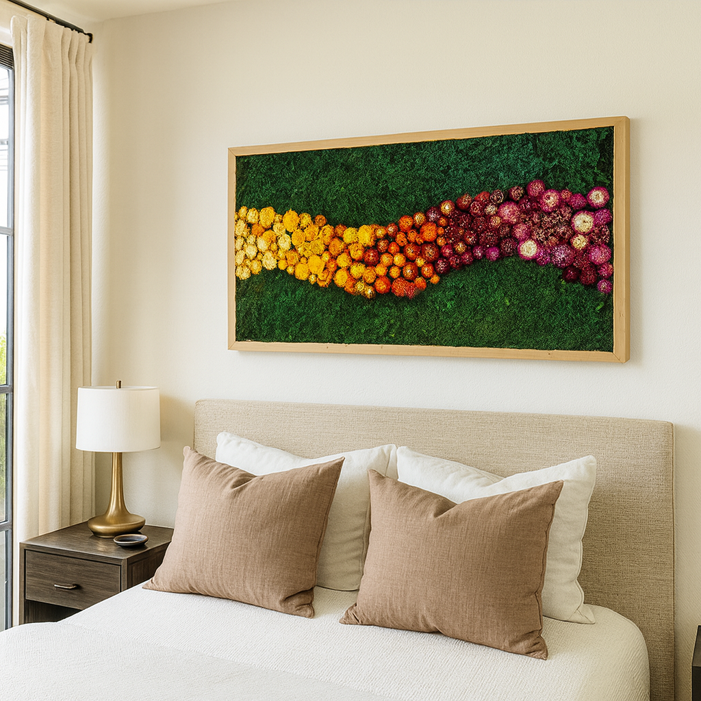18x36" Gradient Floral Moss Art Frame (Horizonta): Ready to Ship