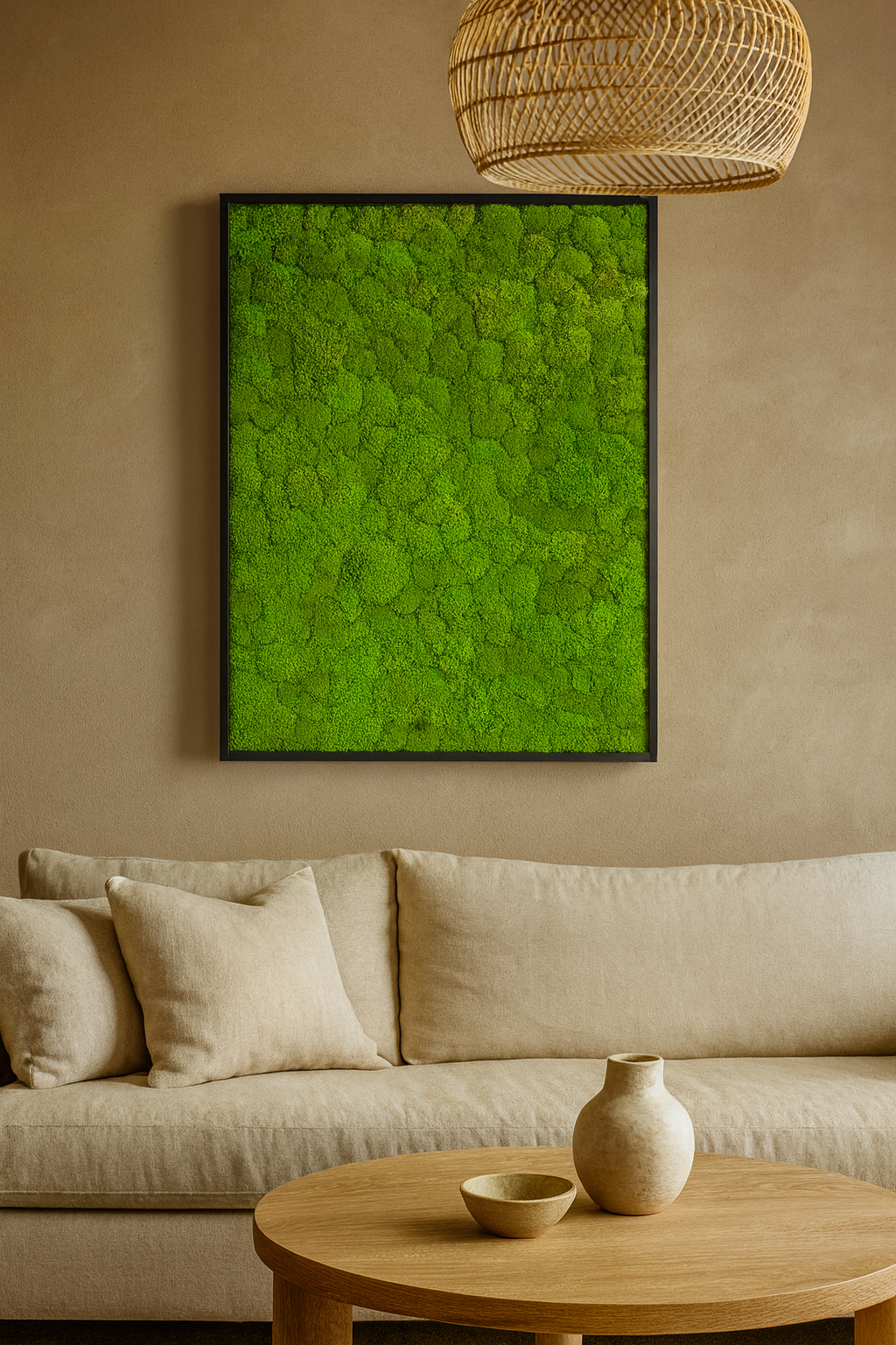 The Minimalist Mood Moss Art Frame (One Piece, Light Green)