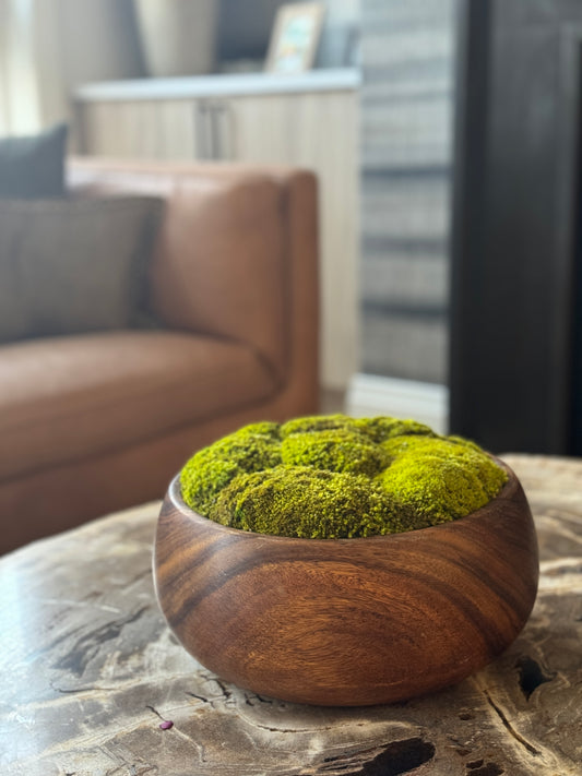 Brown Wooden Moss Bowl