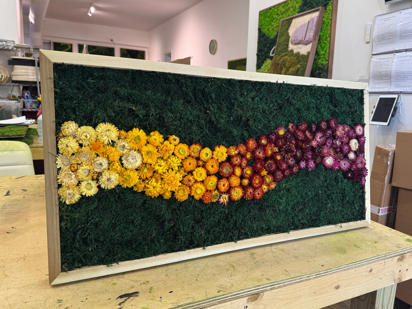 18x36" Gradient Floral Moss Art Frame (Horizonta): Ready to Ship