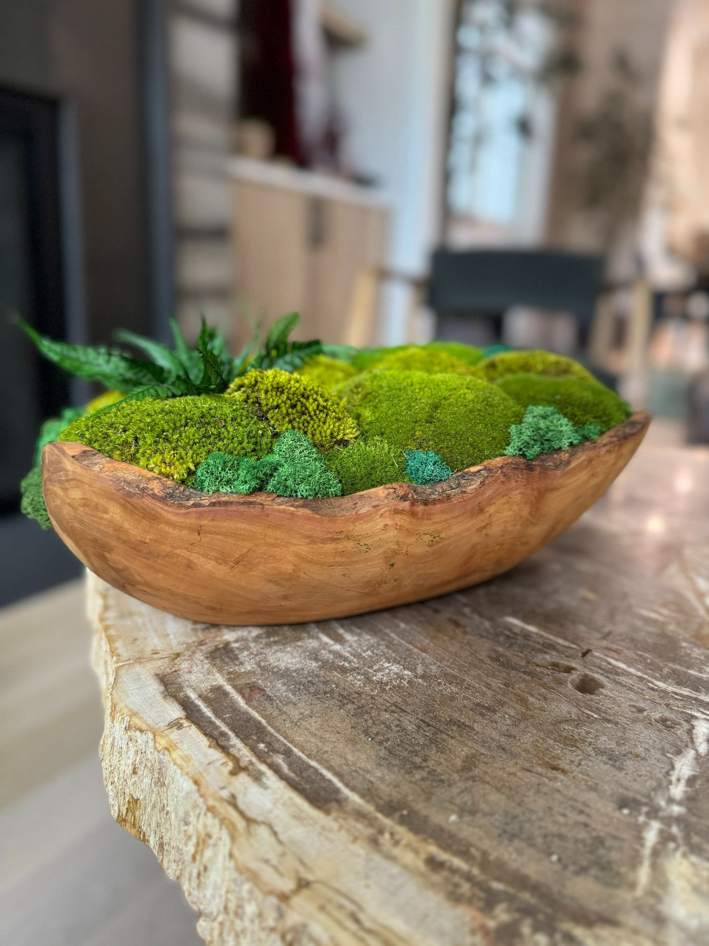 Paradise Cove - Oversize Olive Wood Moss Bowl