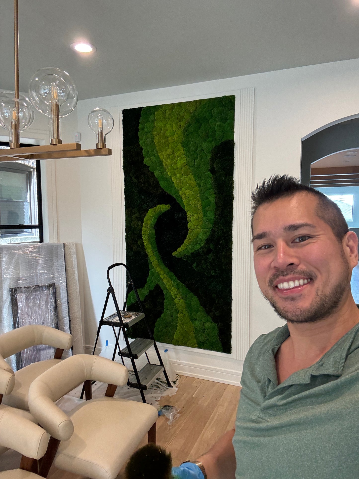 Serpentine Harmony Moss Art Frame, Once Piece