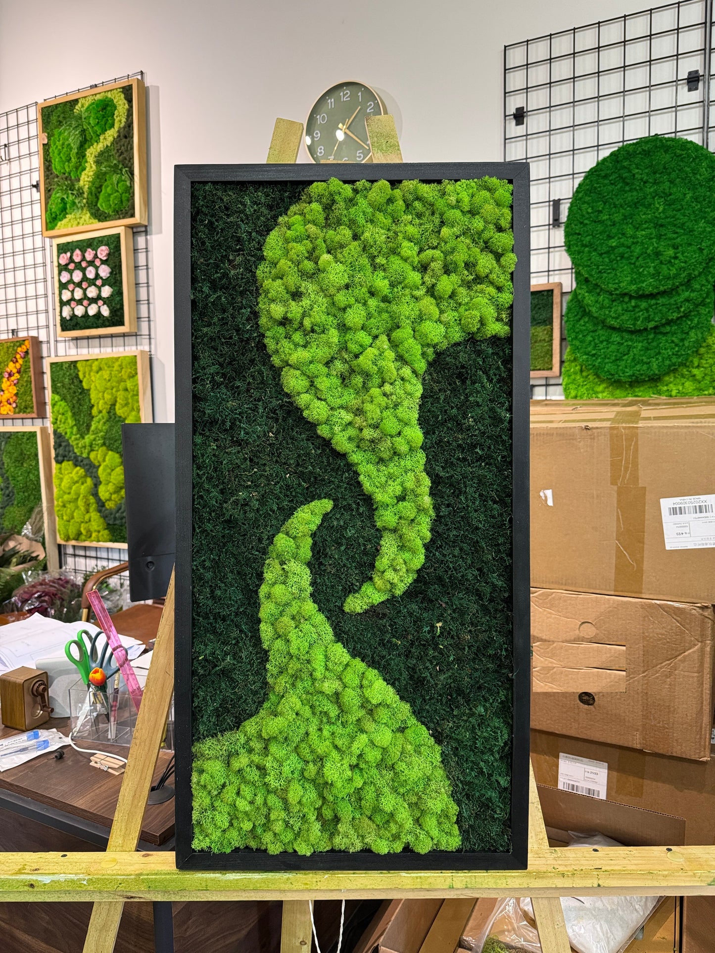 36x18" Forest Current Moss Art Frame: Ready to Ship