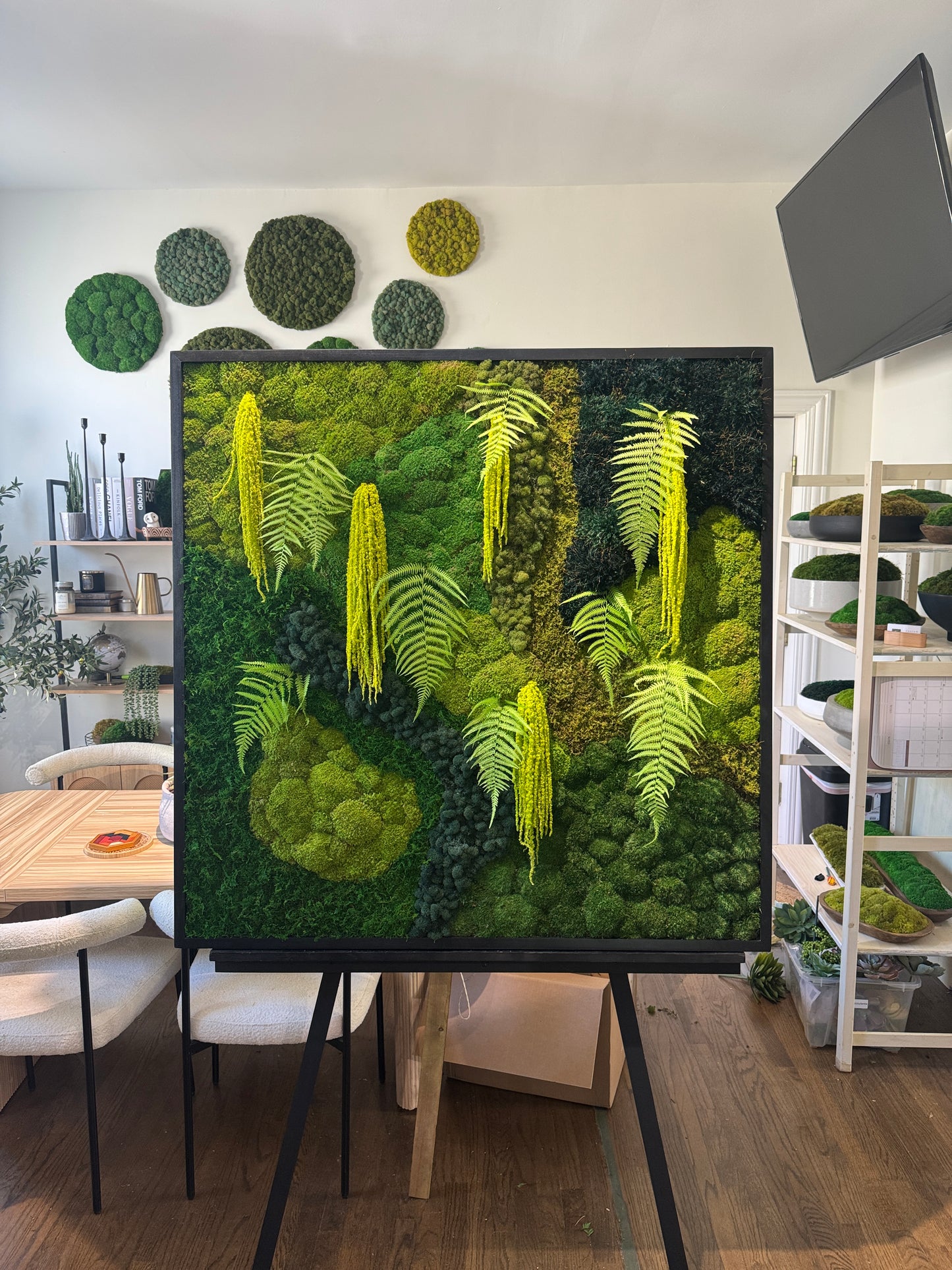 Verdant Rainfall Moss Art Frame