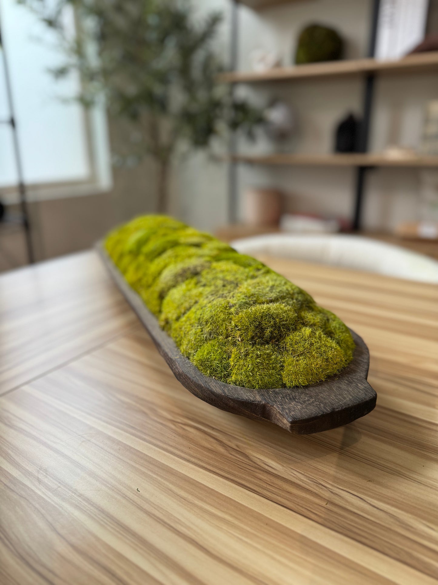 28x8x4" Oval Moss Dough Bowl with Handles