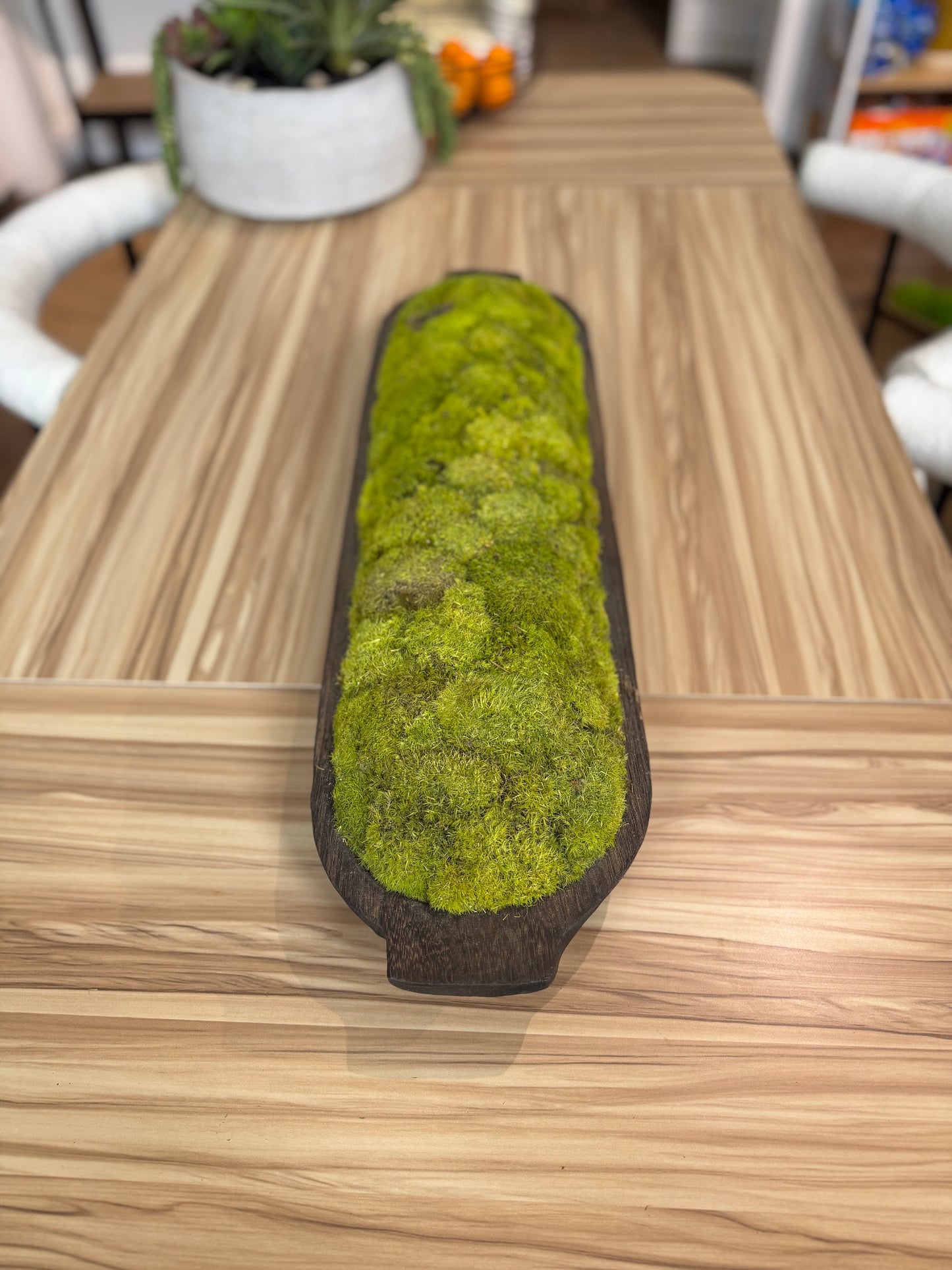 28x8x4" Oval Moss Dough Bowl with Handles