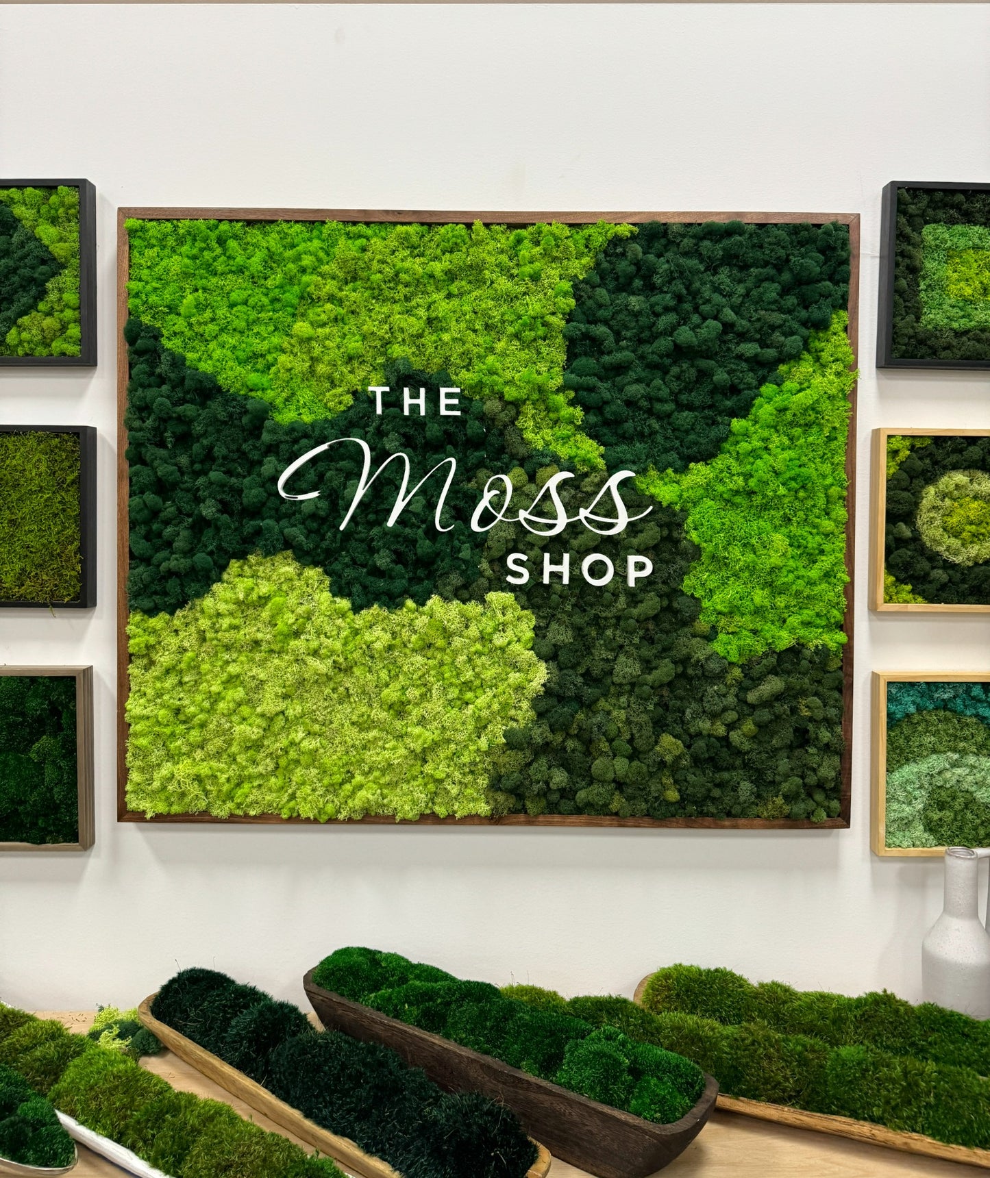 Custom Business Logo Moss Art Frame, Reindeer Moss