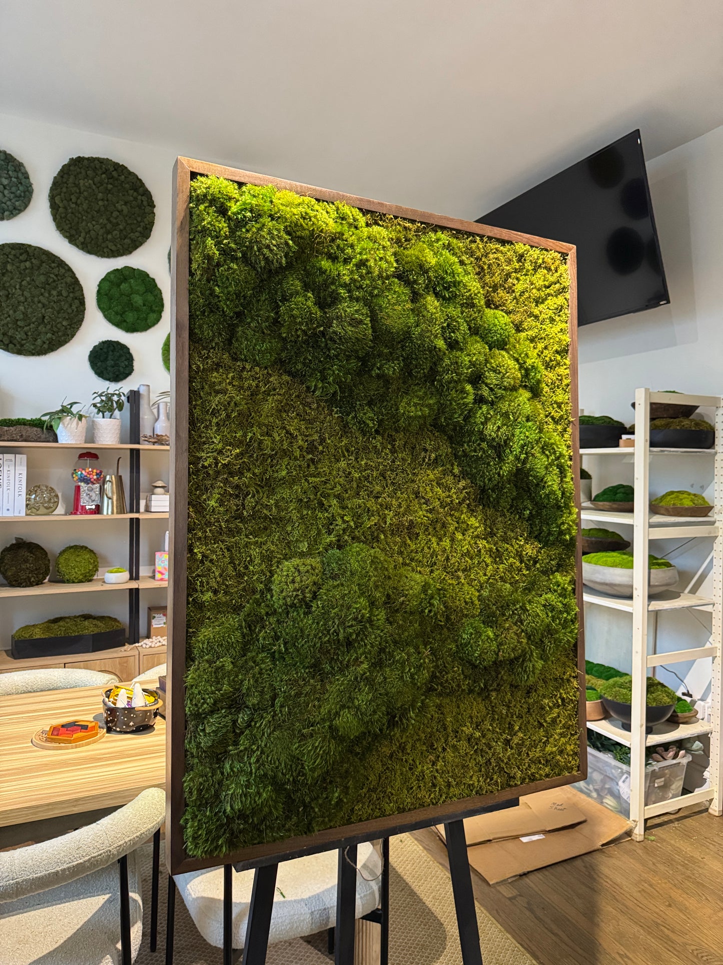 48x36" Subtle Neutral Moss Art Frame: Ready to Ship