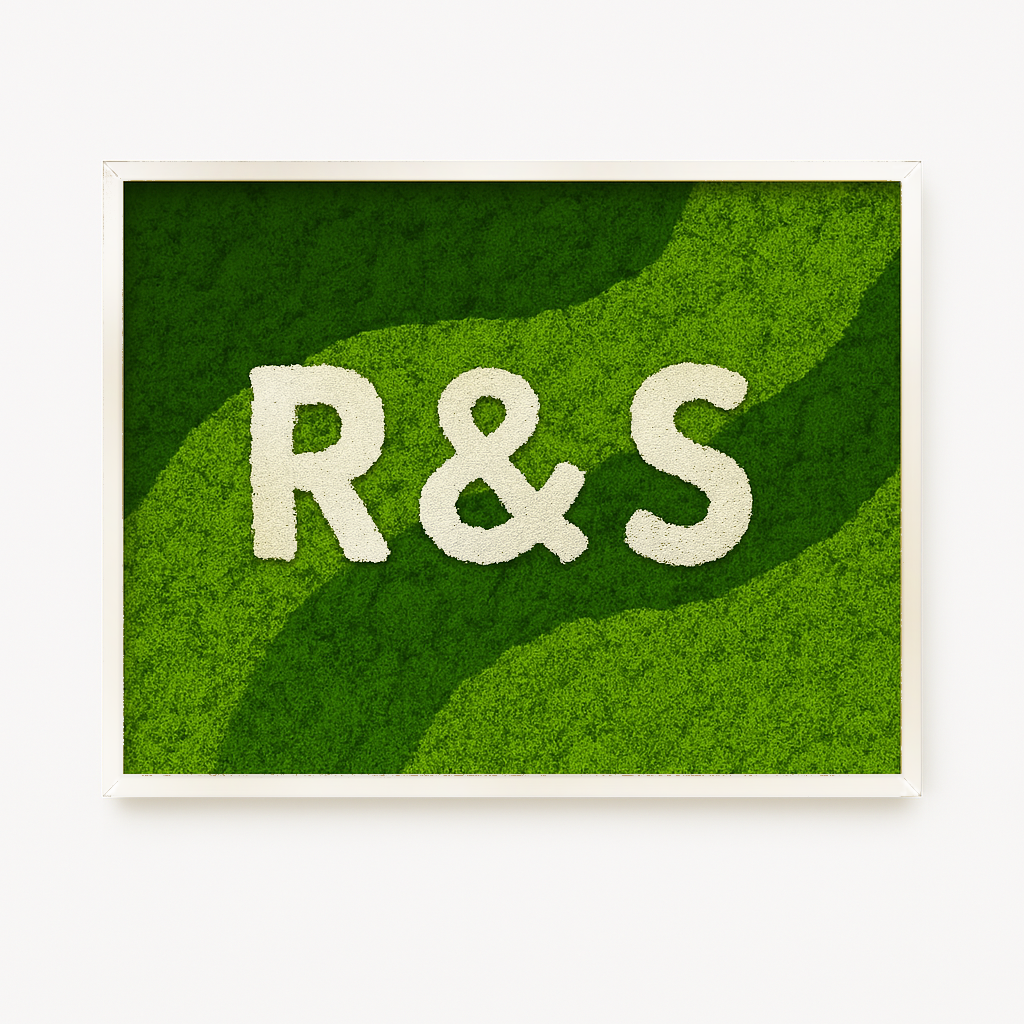 Custom Logo with Moss Lettering, Moss Art Frame