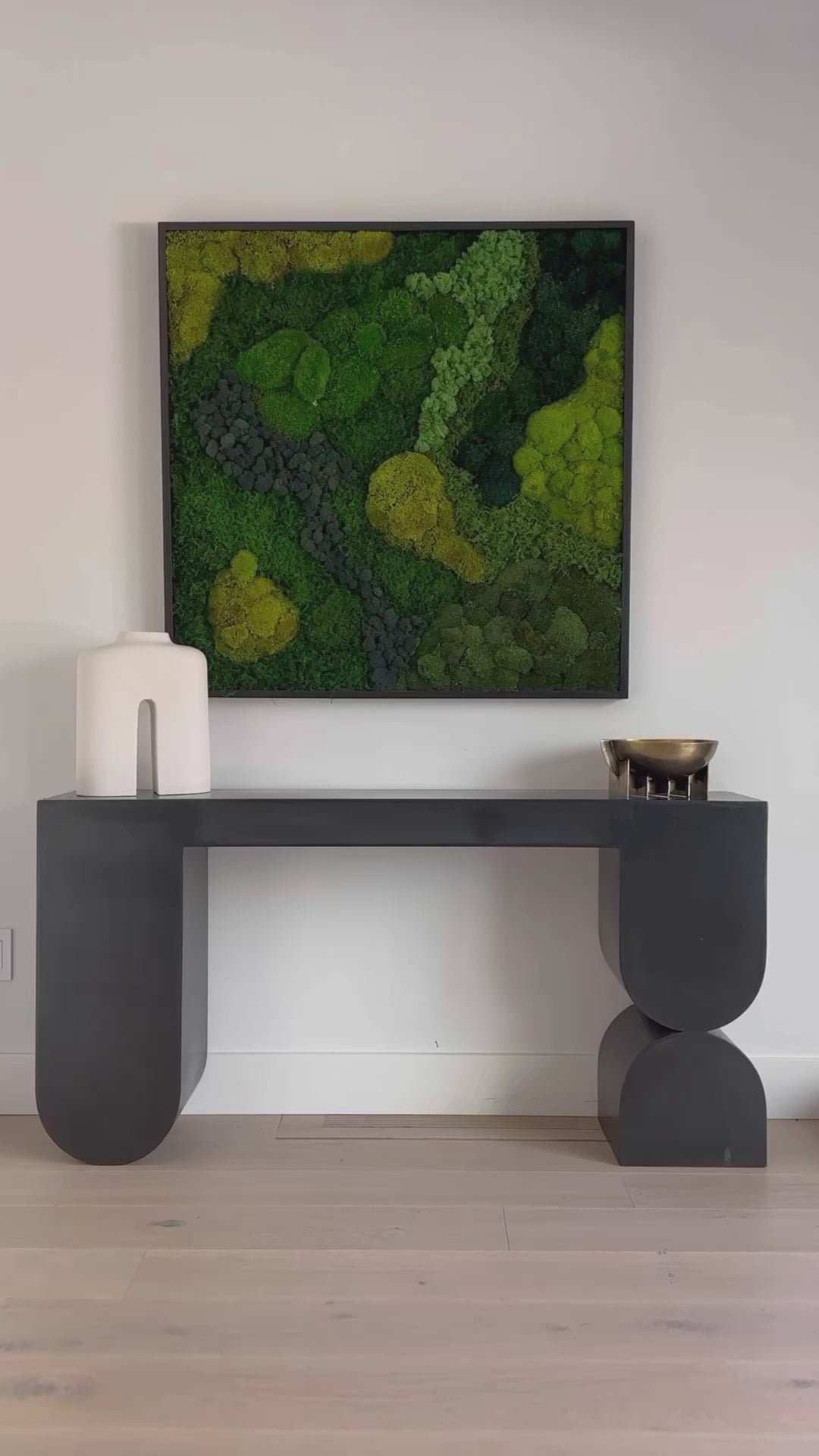 Load video: Custom moss art frame created for Christina and Barette at @widellboschetti